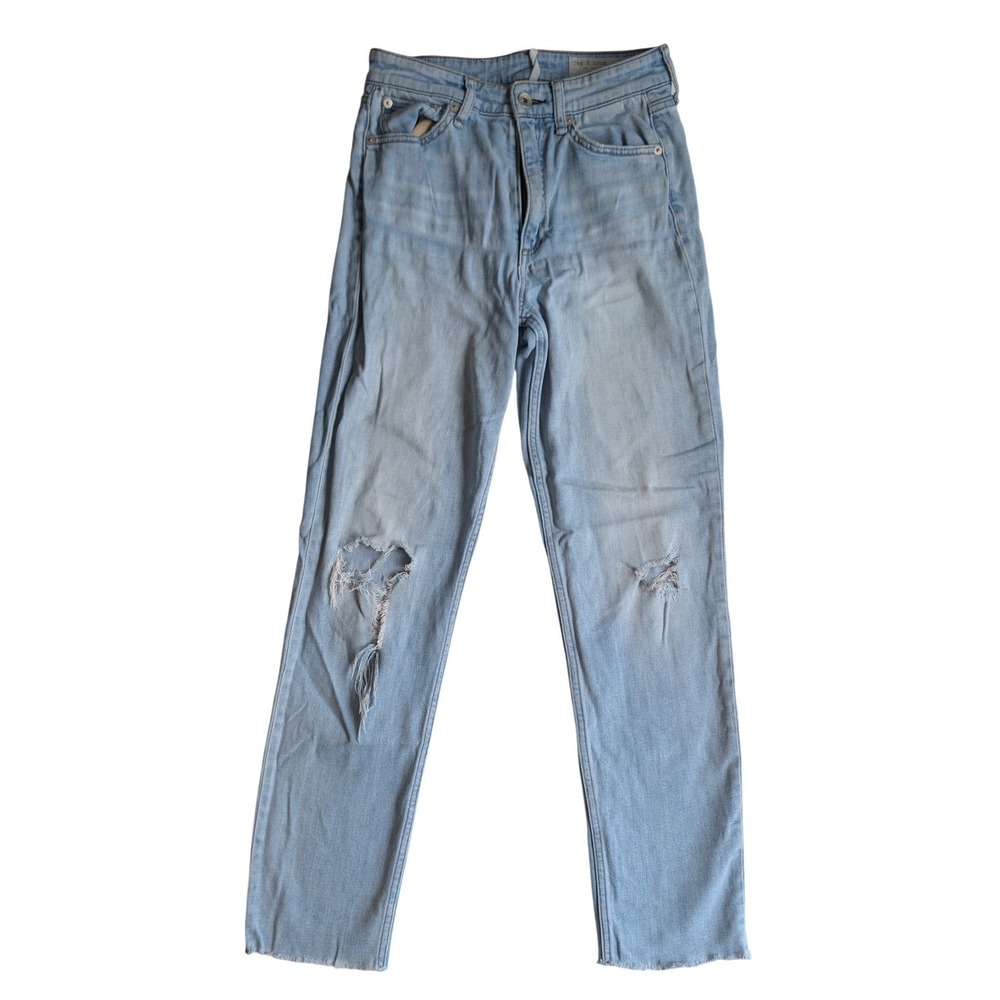 Rag & Bone Sandy Point Distressed High Rise Straight Jeans 24